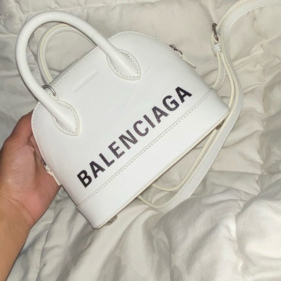 BALENCIAGA VILLE XXS TOP HANDLE BAG IN WHITE/BLACK - Picture 2 of 7